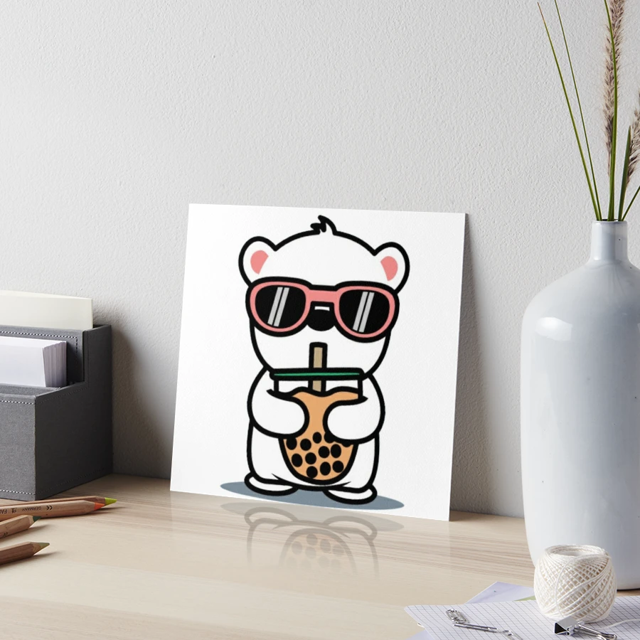 Cute Polar Bear Bubble Tea Kawaii Boba Milk Tea Happy Animal Gift for Him  Gift for Her Children Pet Design Art Board Print for Sale by SocietyChibi