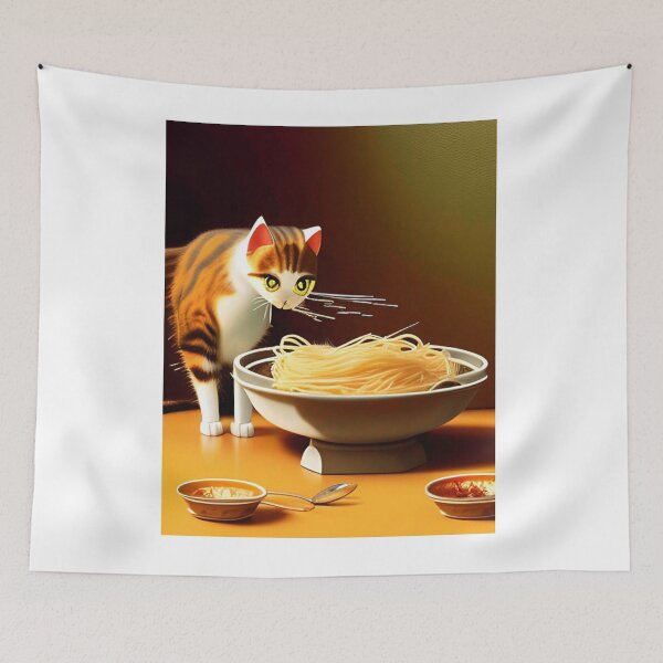 Item preview,  Cat Eating Spaghetti Sticker 2023 designed and sold by SociableAnimals.