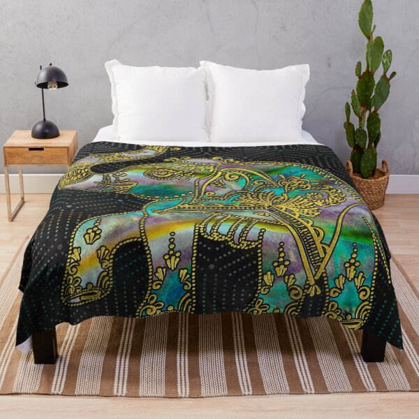 Item preview, Gold Framed Elephant on Colorful Abalone decor designed and sold by k9printart.