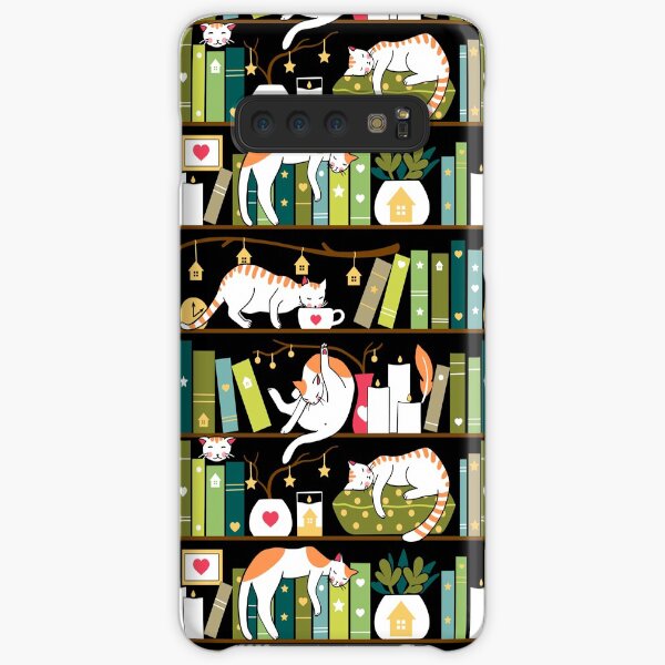Library cats - whimsical cats on the book shelves Samsung Galaxy Snap Case