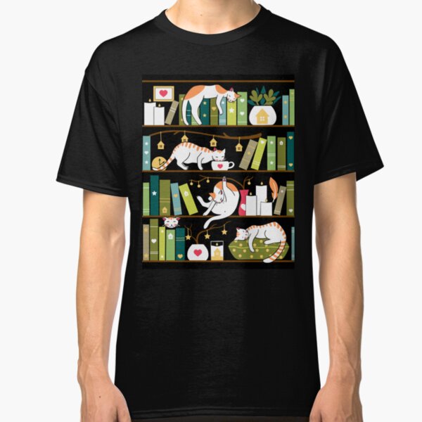 Library cats - whimsical cats on the book shelves Classic T-Shirt