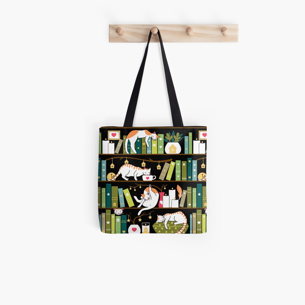 Library cats - whimsical cats on the book shelves Tote Bag