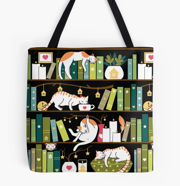 Library cats - whimsical cats on the book shelves  Tote Bag for