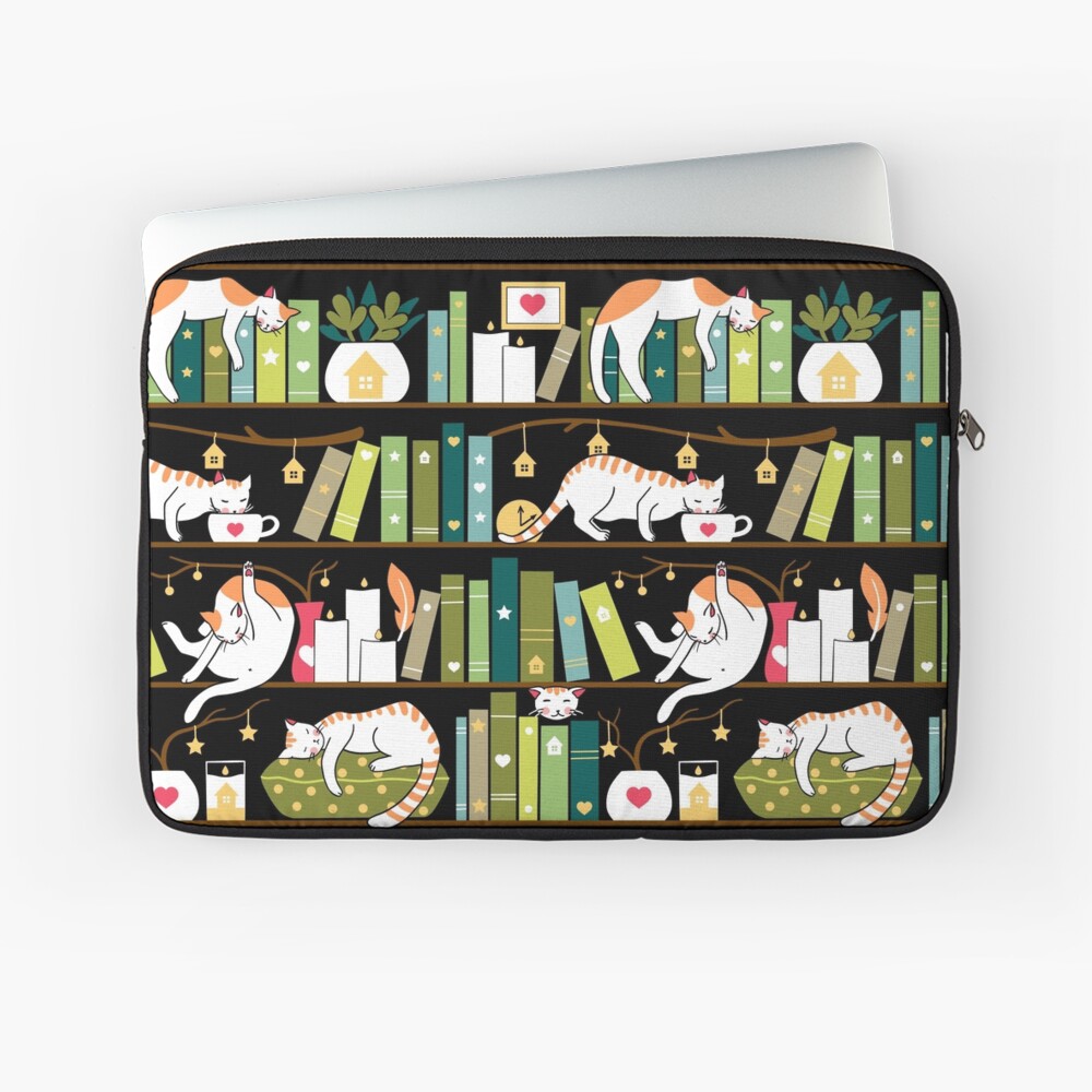 Library cats - whimsical cats on the book shelves Laptop Sleeve