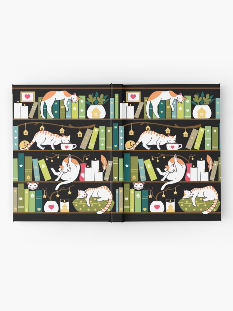 Alternate view of Library cats - whimsical cats on the book shelves Hardcover Journal