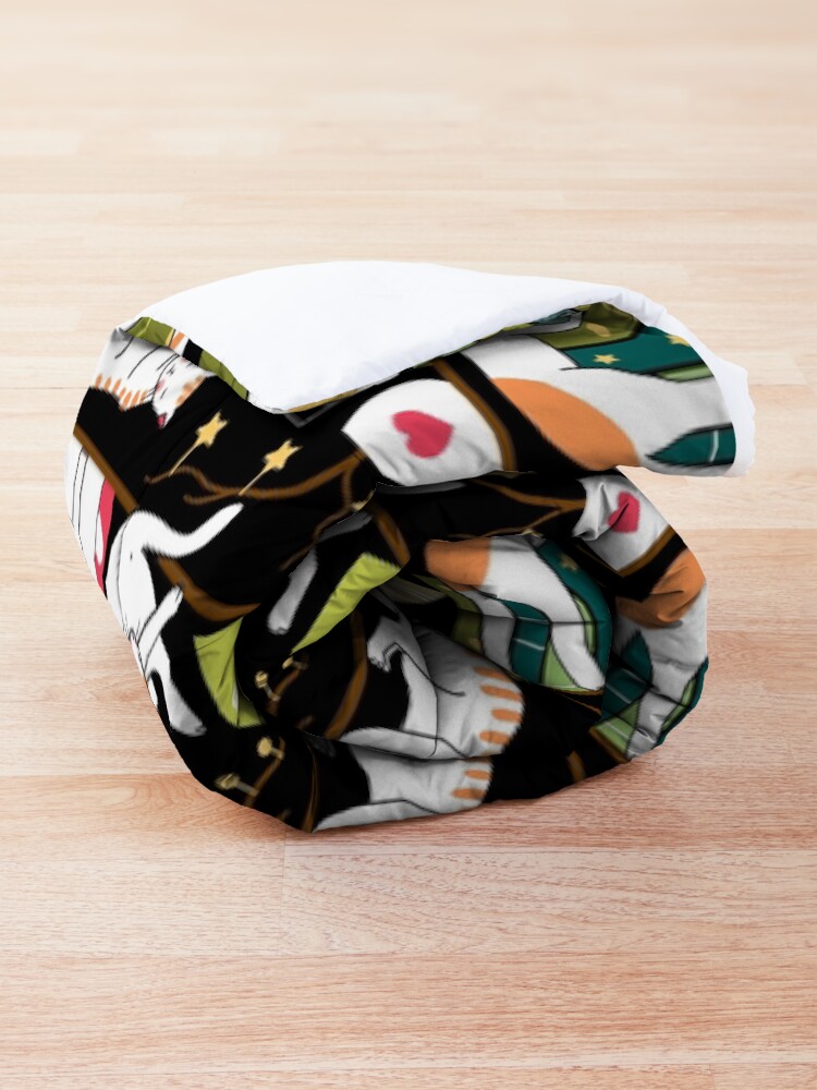 Alternate view of Library cats - whimsical cats on the book shelves Comforter