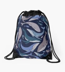 School of whales Drawstring Bag