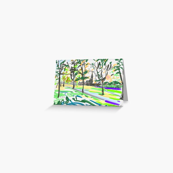 Edinburgh's Bruntsfield Links at sunset with lights Greeting Card