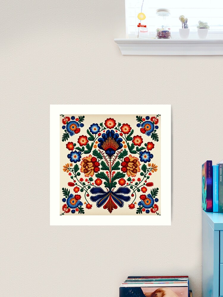 Colorful Portuguese Style Folk Embroidery Pattern Art Board Print for Sale  by Orianah