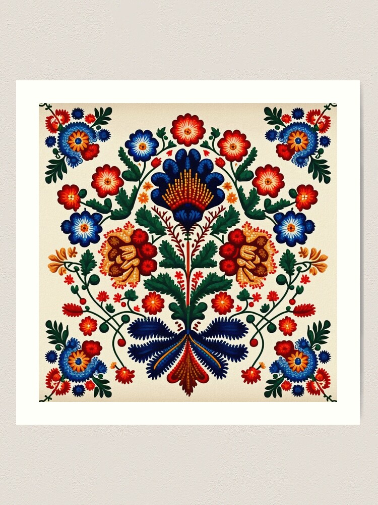 Portuguese Folk Embroidery Traditional Pattern | Art Board Print