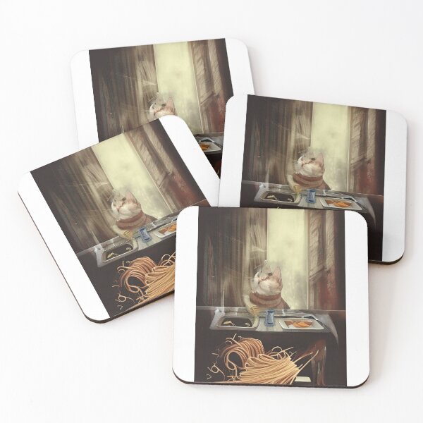 Item preview,  Cat Eating Spaghetti Sticker 2023 designed and sold by SociableAnimals.