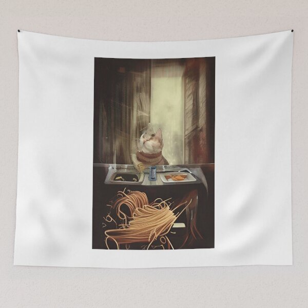 Item preview,  Cat Eating Spaghetti Sticker 2023 designed and sold by SociableAnimals.