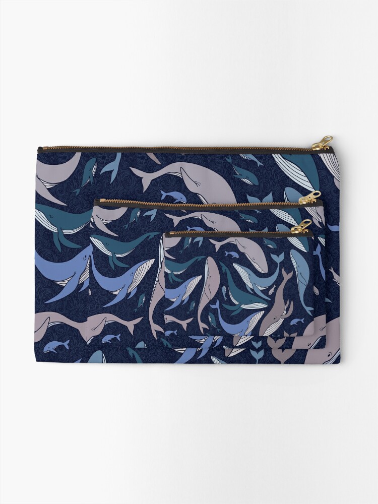 Alternate view of School of whales Zipper Pouch