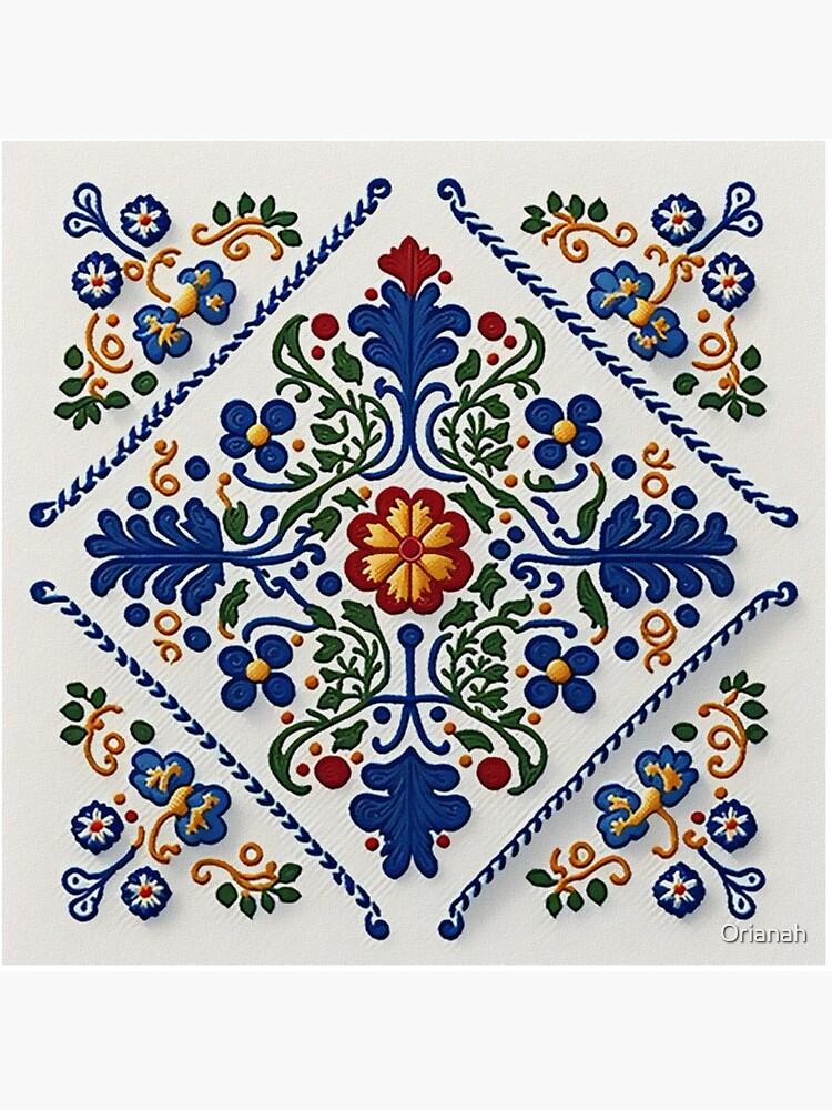 Portuguese Folk Embroidery Traditional Pattern Art Board Print for Sale by  Orianah