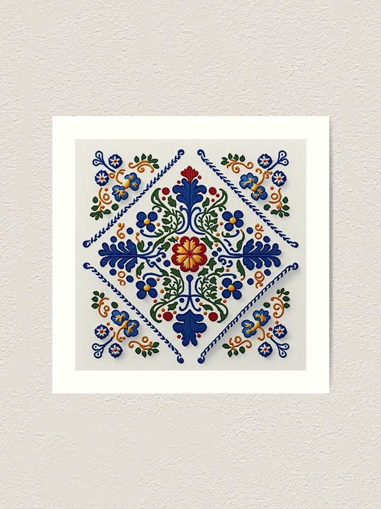 Portuguese Folk Embroidery Traditional Pattern Art Board Print for Sale by  Orianah