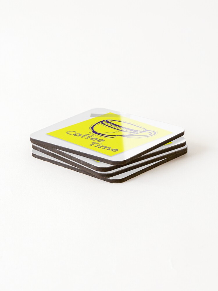 Thumbnail 4 of 5, Coasters (Set of 4), Coffee Time Sticker designed and sold by How67.