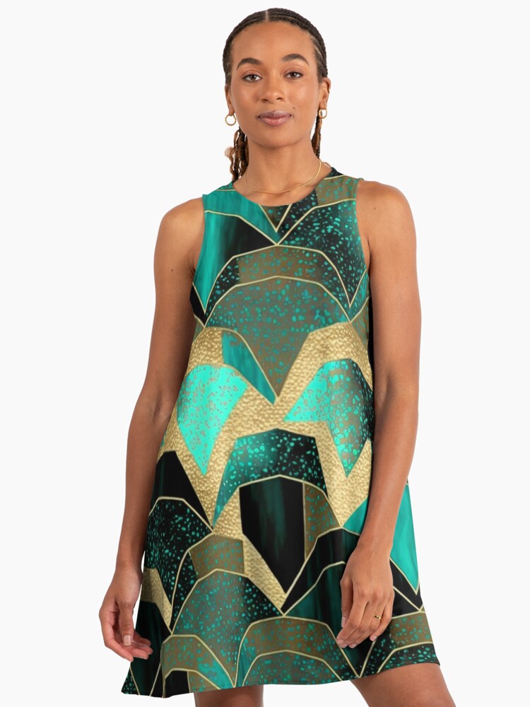 Art Deco design - turquoise scales " A-Line Dress for Sale by peggieprints | Redbubble Art Deco design - turquoise scales " A-Line Dress for Sale by peggieprints | Redbubble