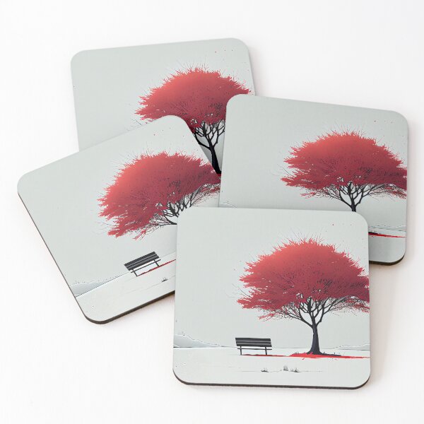 Item preview, The Magic of a Red Tree in a Minimalist Snowscape designed and sold by Colourpixels.