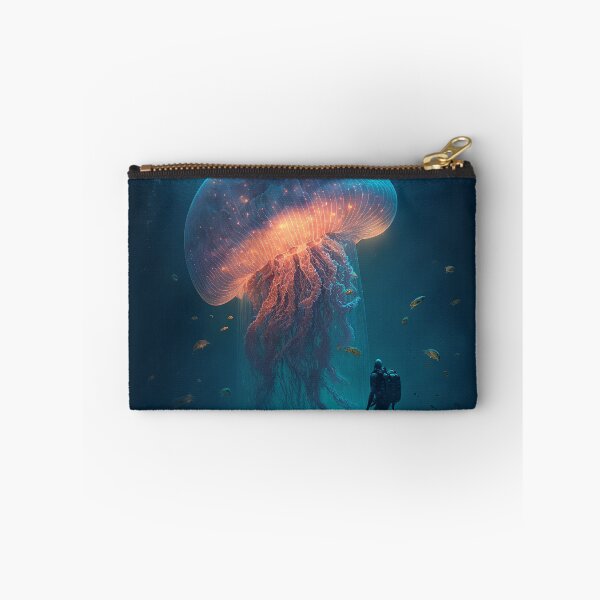 Item preview, Gigantic jellyfish, impressive underwater world, divers designed and sold by aiartwallpapers.