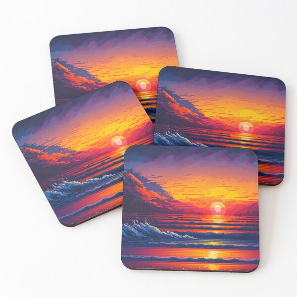 Item preview, Pixel Art Sunset Over Ocean "Amanda" designed and sold by SilverAndGolden.