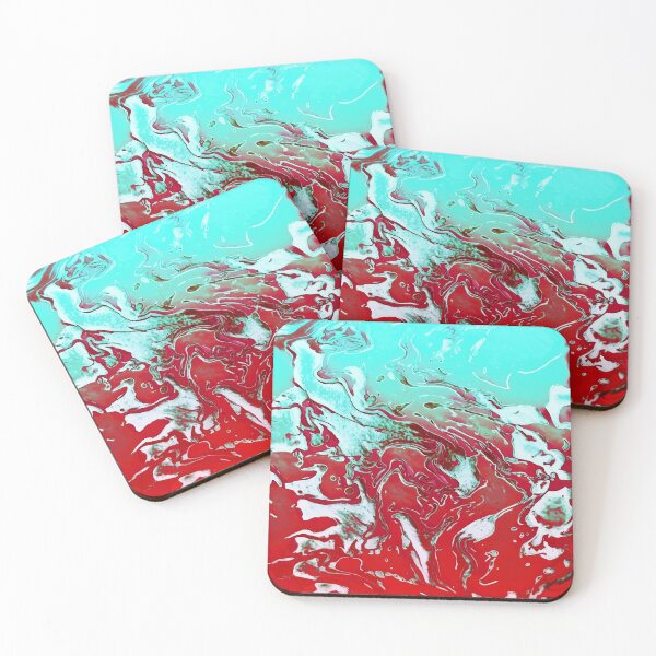 Item preview, Fire and Ice - turquoise red light blue gradient abstract swirls designed and sold by JaycraveDesigns.