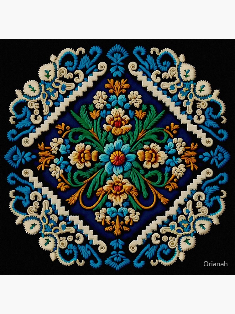 Portuguese Folk Embroidery Traditional Pattern | Art Print