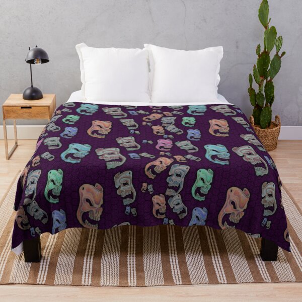Item preview, Colored Skulls Comedy & Tragedy on deep purple Green Honeycomb designed and sold by AJLeibengeist.
