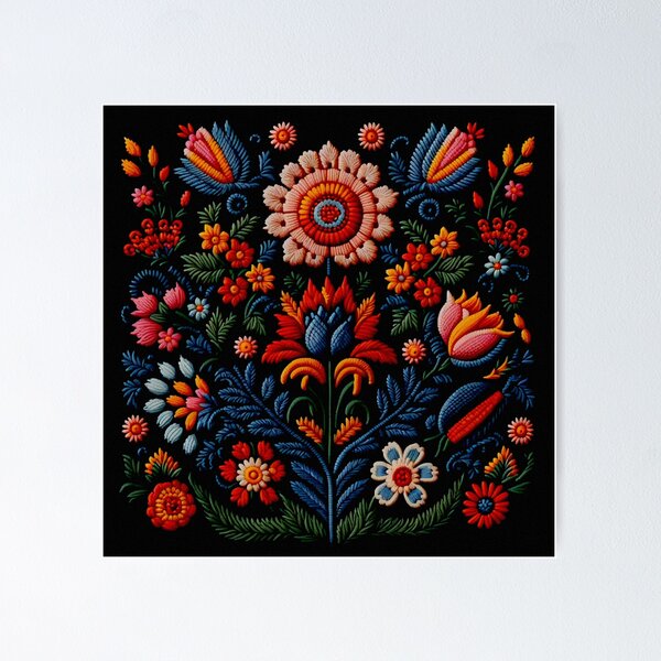Hungarian folk art embroidery Matyo Roses - Art Kaleidoscope