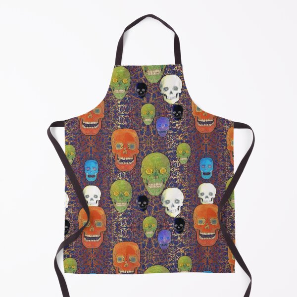 Item preview, Colored Skull Mix on Fractal Blue & Gold designed and sold by AJLeibengeist.