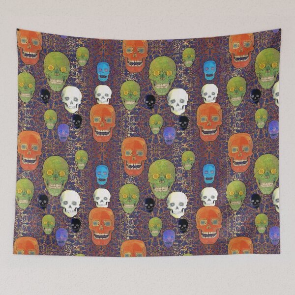 Aperçu de l'œuvre Colored Skull Mix on Fractal Blue & Gold créée et vendue par AJLeibengeist.