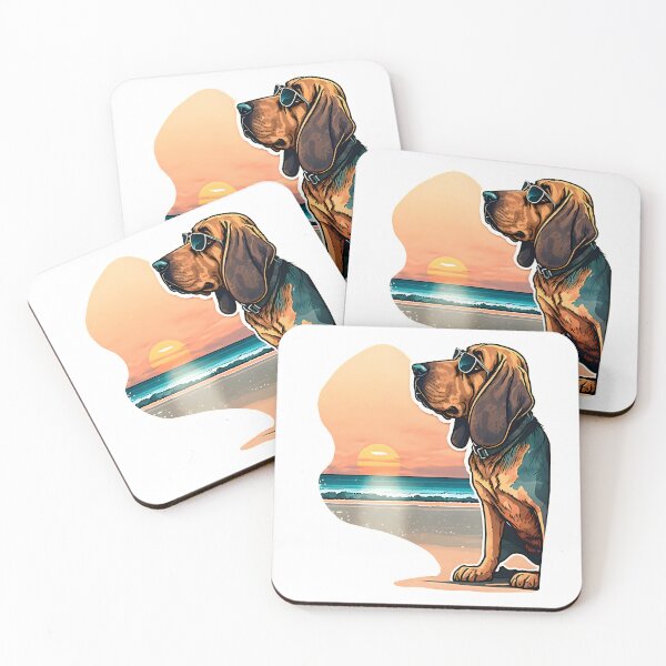 Item preview, Sunset Bloodhound Doggo | Vintage Bloodhound Doggo | Summer Bloodhound Doggo| Beach Bloodhound Doggo designed and sold by CosmicLoots.