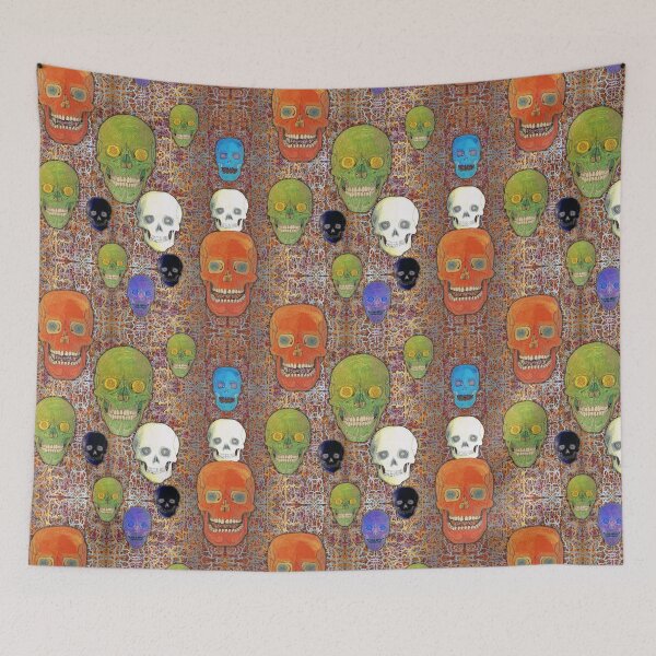 Aperçu de l'œuvre Colored Skull Mix on Fractal Orange & Gold créée et vendue par AJLeibengeist.