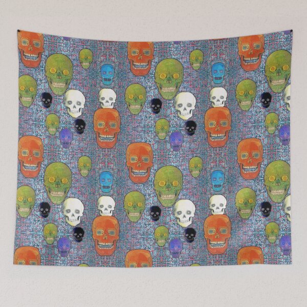 Aperçu de l'œuvre Colored Skull Mix on Fractal Blue & Pink créée et vendue par AJLeibengeist.
