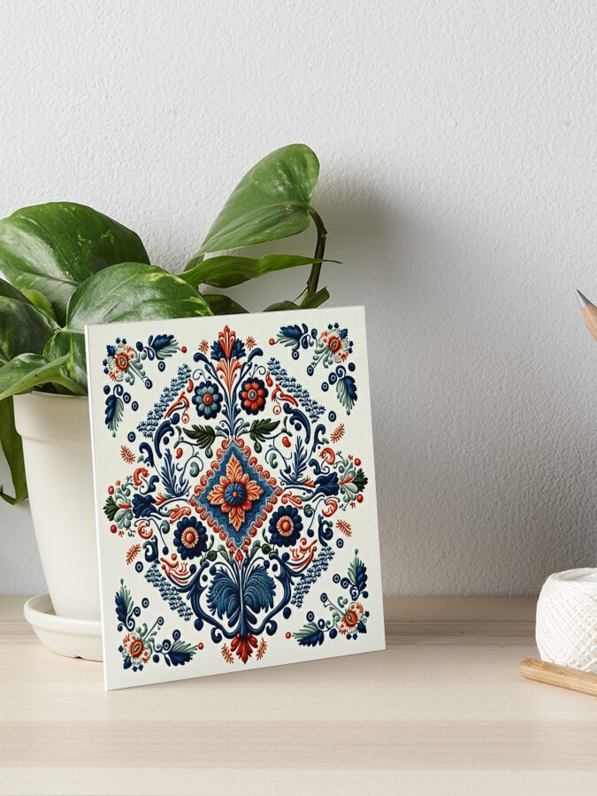 Traditional Portuguese Style Folk Embroidery Pattern | Art Board Print