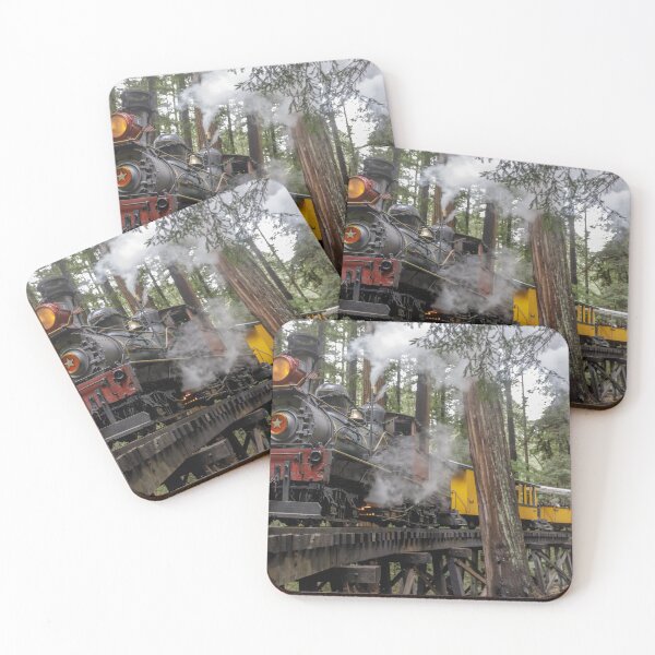 Item preview, Steam train passing through redwood forest designed and sold by yhelfman.