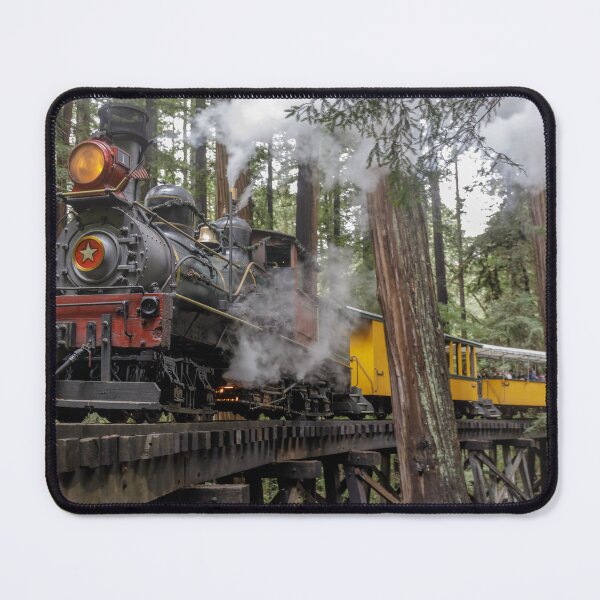 Item preview, Steam train passing through redwood forest designed and sold by yhelfman.