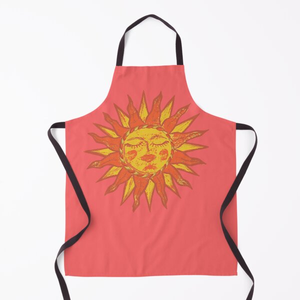 Item preview, Optimism / Sun Face in Folk Style / coral pink background designed and sold by wild.geranium.design.