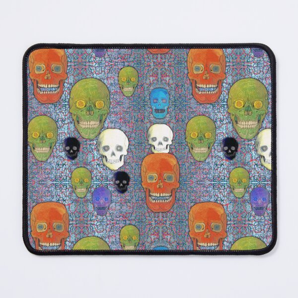 Item preview, Colored Skull Mix on Fractal Metallic Blue & Gold designed and sold by AJLeibengeist.