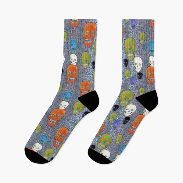 Item preview, Colored Skull Mix on Fractal Metallic Blue & Gold designed and sold by AJLeibengeist.