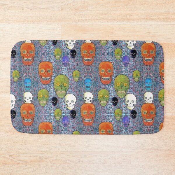 Item preview, Colored Skull Mix on Fractal Metallic Blue & Gold designed and sold by AJLeibengeist.