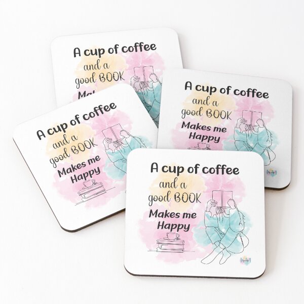 Item preview, A cup coffee,  Reading makes me happy. reader, reading, gift for book lover, book lover gift, - reader designed and sold by K.M. Creations.