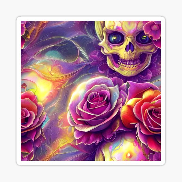 " Day Of The Grateful Dead Psychedelic Skulls & Roses Seamless Digital ...