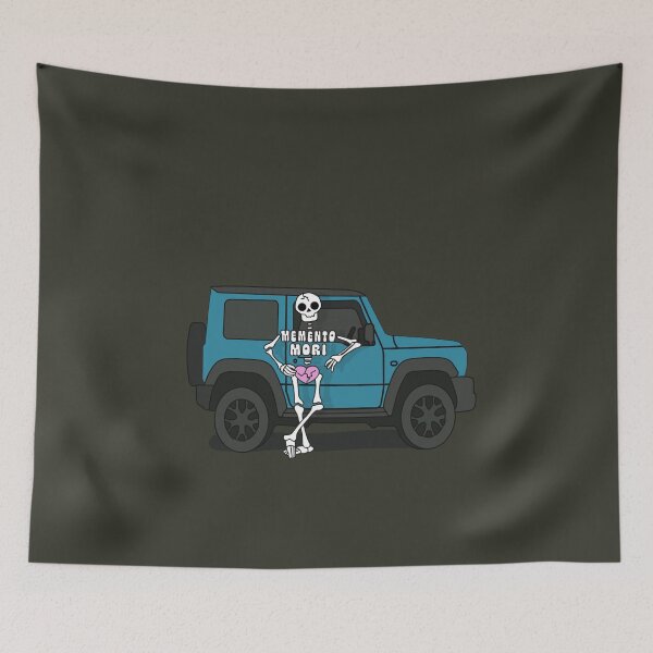 Item preview, Memento Mori Skeleton with a Brisk Blue Suzuki Jimny designed and sold by stoicjimny.