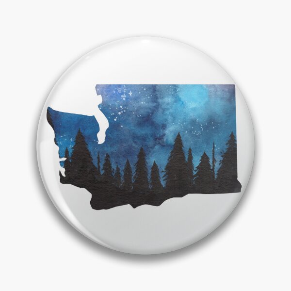 Artikelvorschau, Washington Home State Pride Aquarell Nachthimmel Bäume Sterne Hydro Laptop Aufkleber entworfen und verkauft von OneWorldLove.