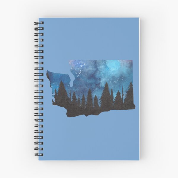 Aperçu de l'œuvre Washington Home State Pride Aquarelle Night Sky Arbres Étoiles Hydro Autocollants pour ordinateur portable créée et vendue par OneWorldLove.