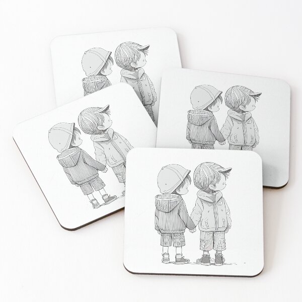 Item preview, cute boy + boy holding handsvday designed and sold by artfullyprompt.