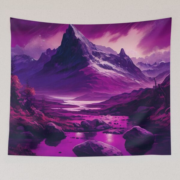 Item preview, Magenta and Pink fantasy landscape designed and sold by artfullyprompt.