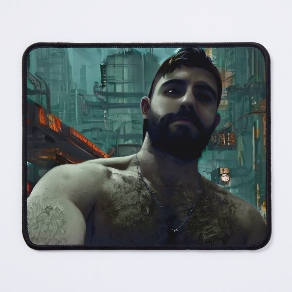Item preview, Cyberpunk Image of Bearded Bear Survivor designed and sold by LthrDaddyBear.