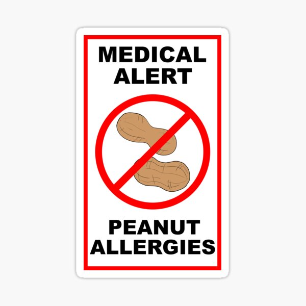 "No Peanuts Medical Alert Peanut Allergies Allergy Alert Awareness Red