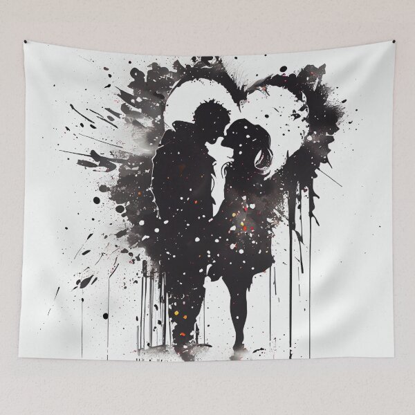 Item preview, couple and heart shape from ink line art designed and sold by artfullyprompt.
